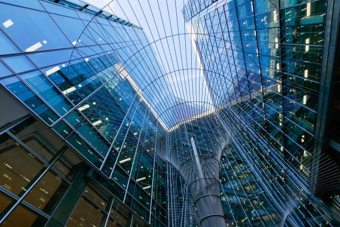 glass windows of an office building