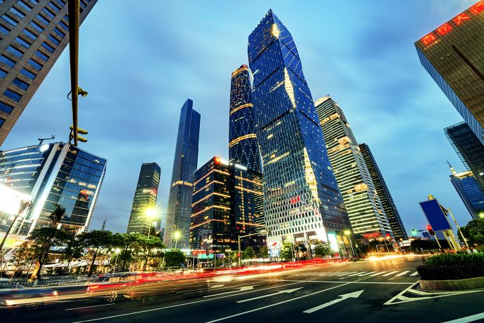 A road in the city of Shenzhen, China