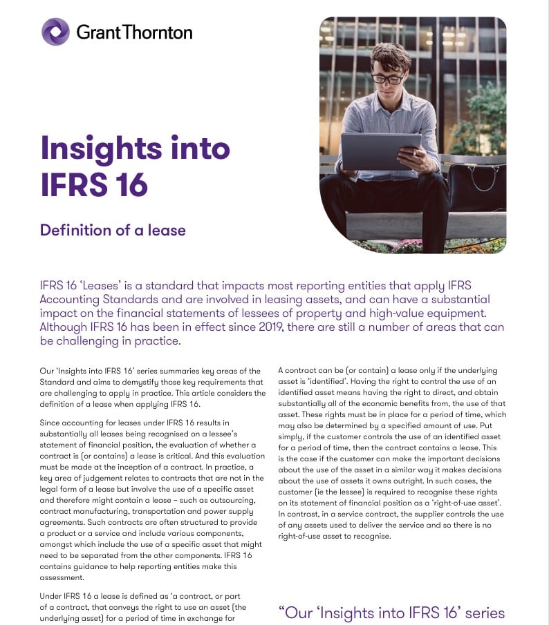 Insights into IFRS 16 – Definition of a lease