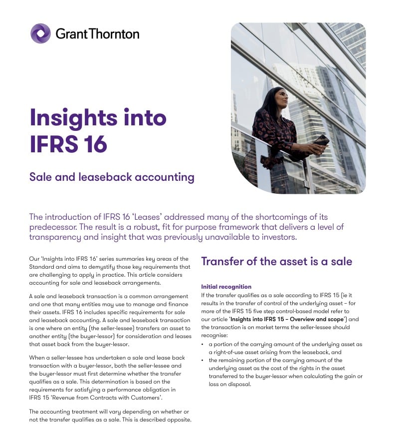 Insights into IFRS 16 – Sale and leaseback accounting