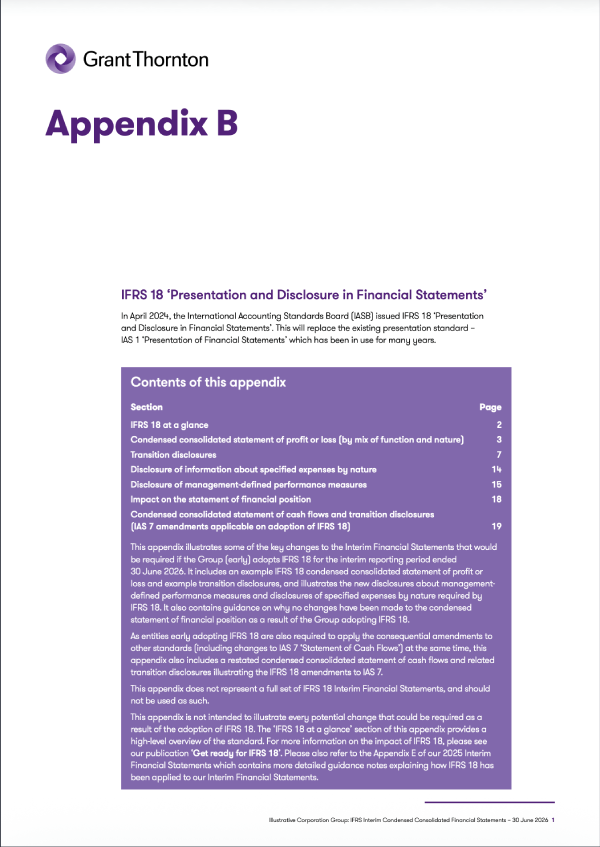 FRS 18 ‘Presentation and Disclosure in Financial Statements’